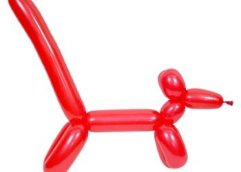 A vibrant balloon with a puppy teething toy, showcasing its importance for soothing gums.